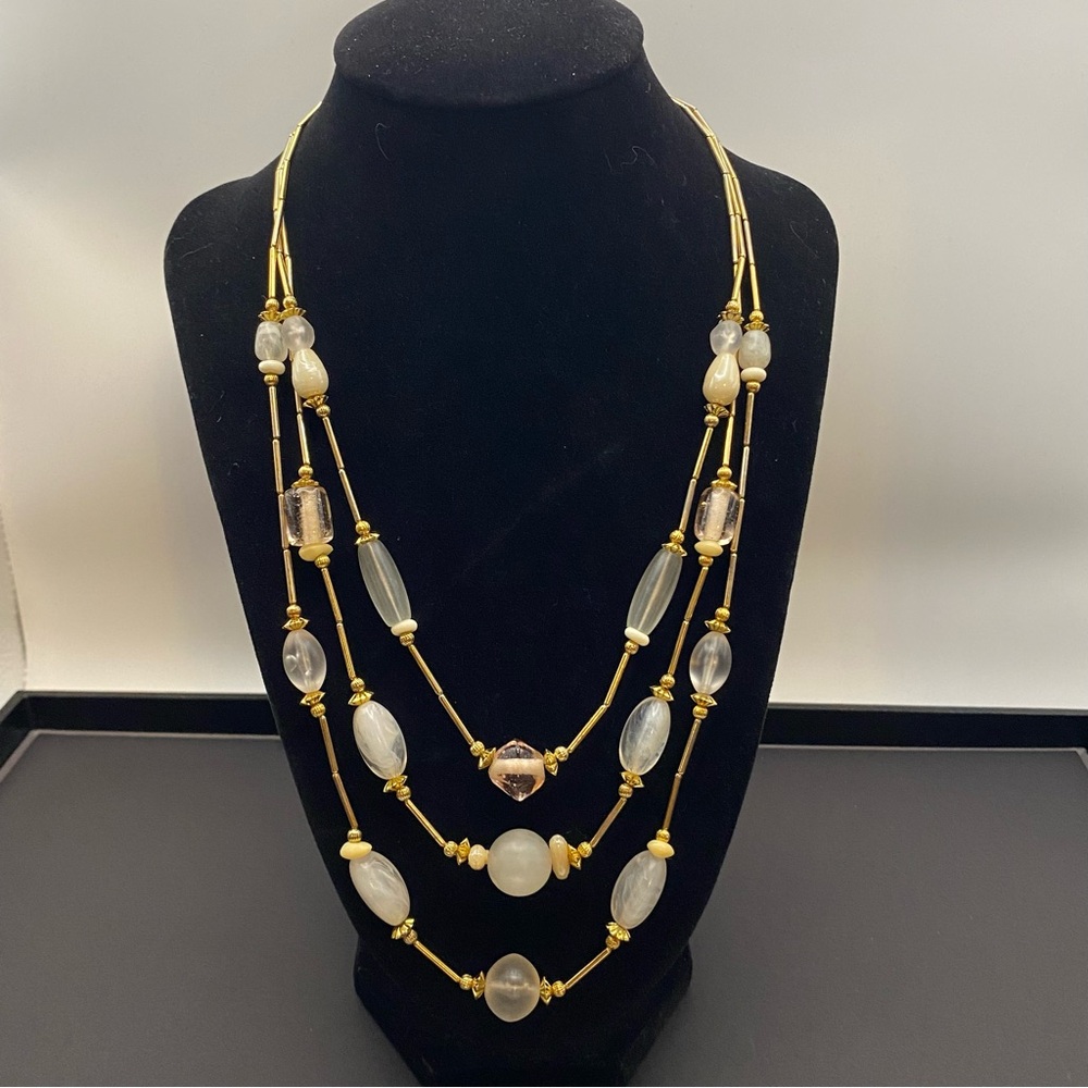 Casual Corner Multi-Strand Gold and Bead Necklace - Women Jewelry